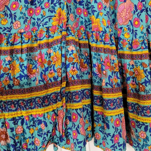 Boho faux wrap dress- floral blue- Small - Picture 4 of 8